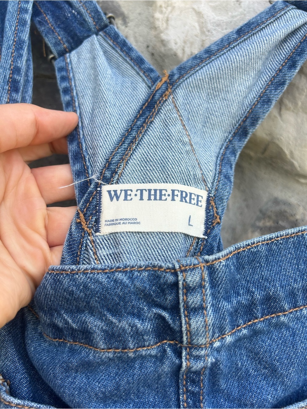 Free People We The Free Ziggy Overalls Size L Blue Jean Denim Boho Minimalist - Picture 4 of 7
